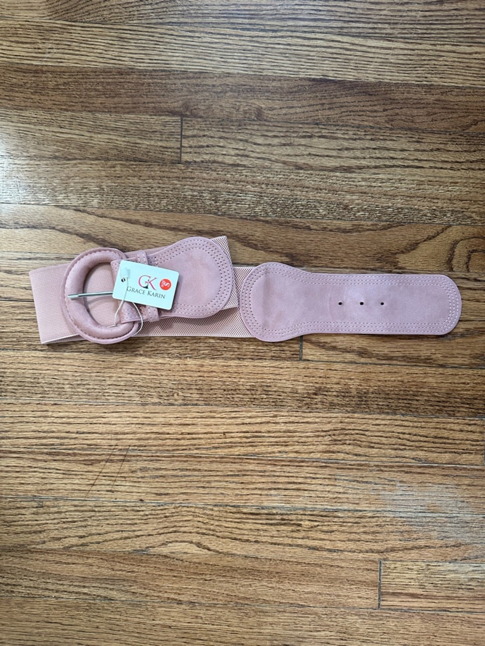 Grace Karin Wide Stretch Belt in Dusty Pink and Tan - Size S - Picture 4 of 8